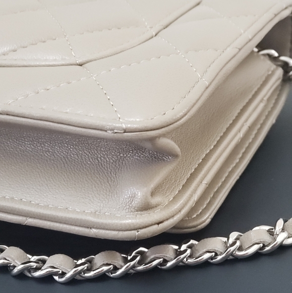 ***SOLD****100% Authentic Chanel WOC Lambskin Beige/light tan colour w/silver hw - Picture 9 of 16